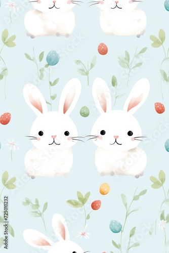 Watercolor bunnies on a light background