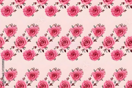Repetitive pink and red roses floral pattern