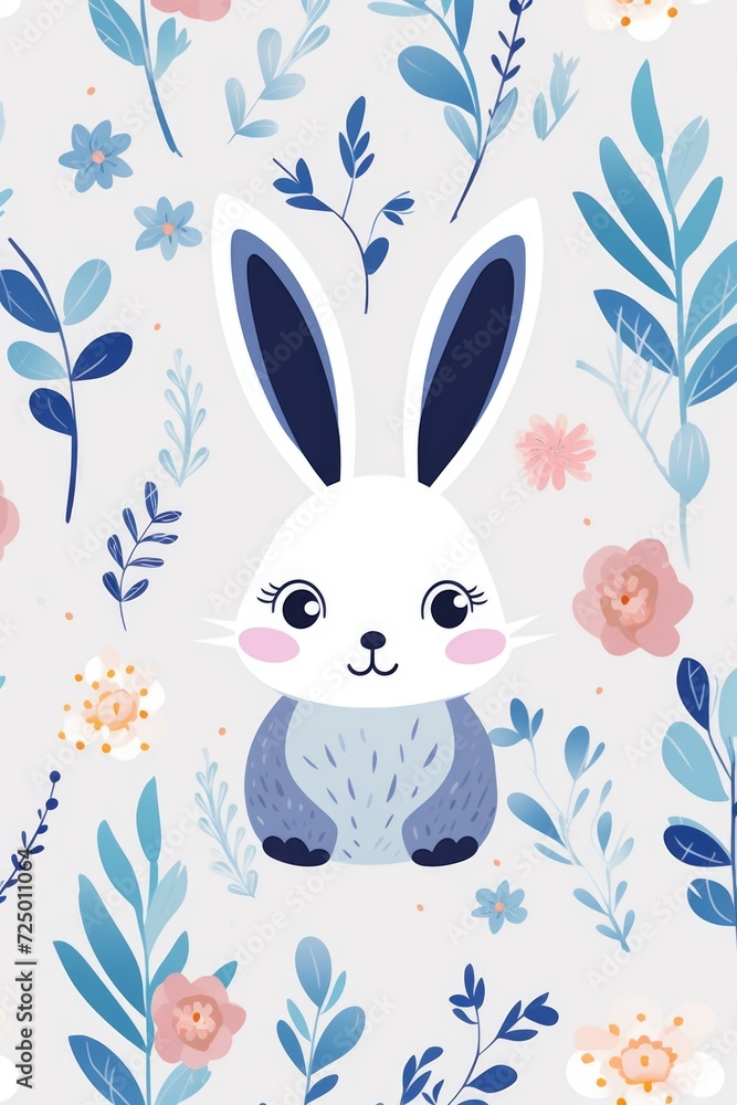 Watercolor bunnies on a light background