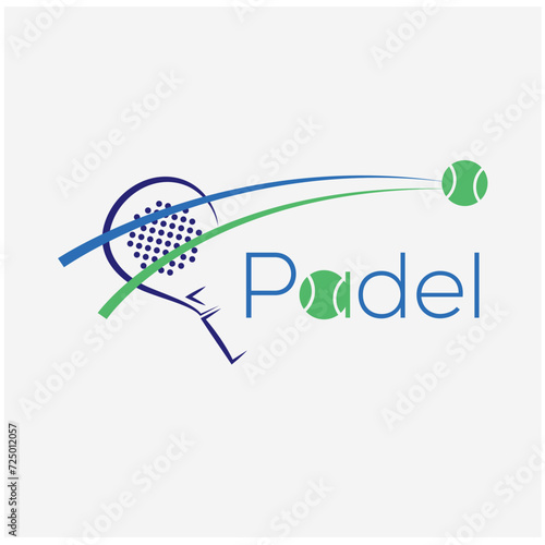 Padel Logo Concept, simple flat design, line art style, 2D