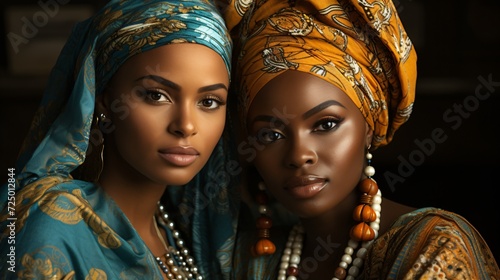 Two beautiful african ladies posing together