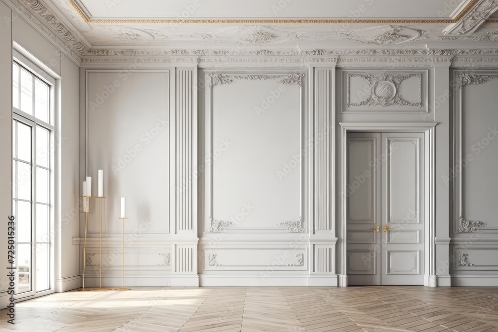 Interior mockup of a white, empty modern classic room Interior mockup of a white, empty modern classic room
