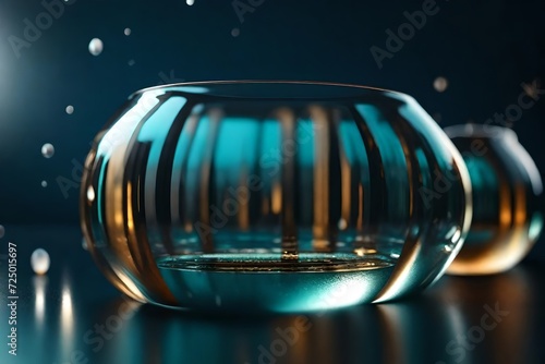 A hyper-realistic 3D glass surface texture, with detailed reflections and light refractions