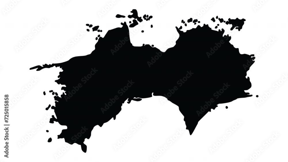 Animation forming a map of Shikoku in Japan Animation forming a map of Shikoku in Japan