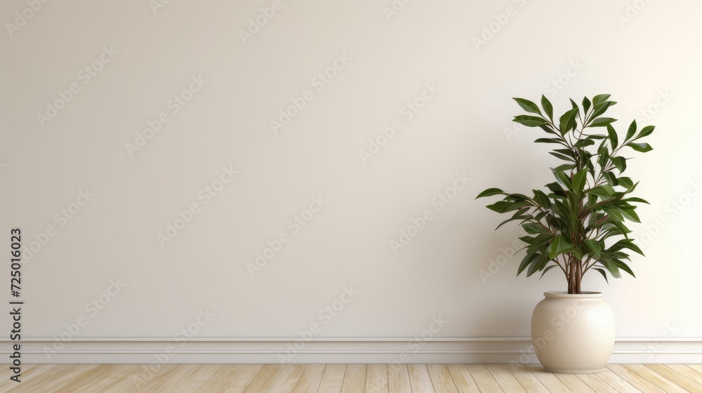 Many different houseplants in pots on floor near white wall indoors, space for text Many different houseplants in pots on floor near white wall indoors, space for text