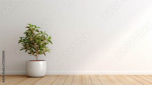 Many different houseplants in pots on floor near white wall indoors, space for text © inna717