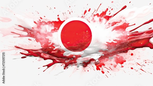The japan flag with colorful paint splashes