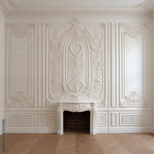 mur avec moulure blanc fireplace