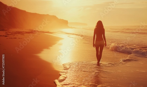 woman on beach walker background