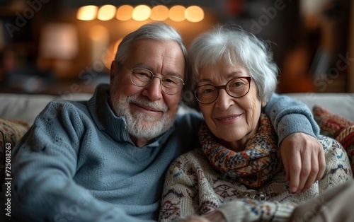grandparents sitting on couch enjoying the good occasion