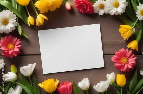 Frame, flowers, card