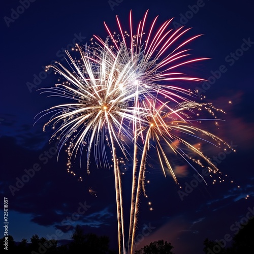 Spectacular fireworks in night sky