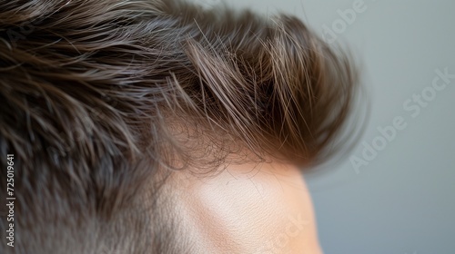 A man receiving advanced hair follicle treatment from a dermatologist to cure baldness and promote hair growth, showcasing a medical solution to hair loss issues. photo