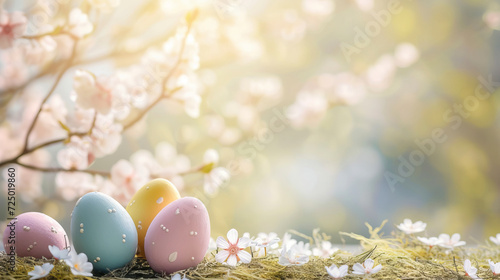 Template for an Easter greeting card with available free copy space
