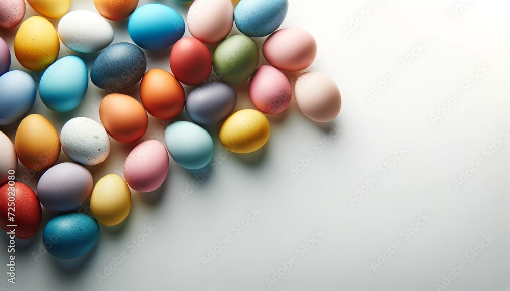 Pastel easter eggs with copy space
