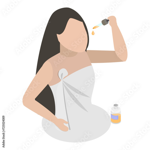 3D Isometric Flat Vector Illustration of Skin Care, Beauty Routine. Item 1