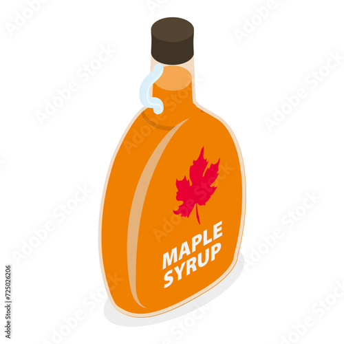 3D Isometric Flat Vector Set of Maple Syrup, Canadian Product. Item 2