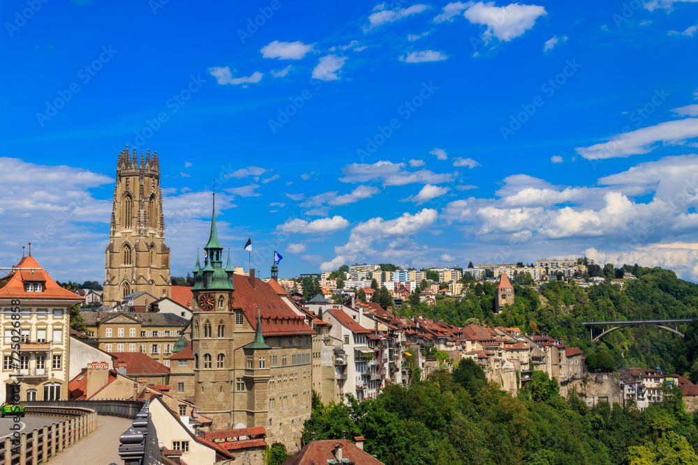 View of the old town of Fribourg, Switzerland View of the old town of Fribourg, Switzerland
