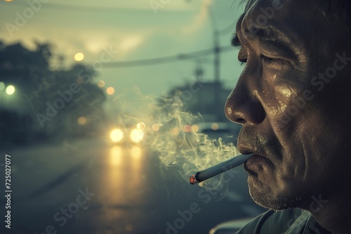 attractive man with a lit cigarette