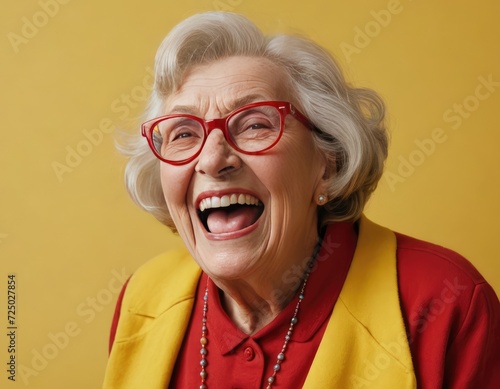 Eternal Mirth: Active Senior Woman Embracing Ageless Joy © bellart