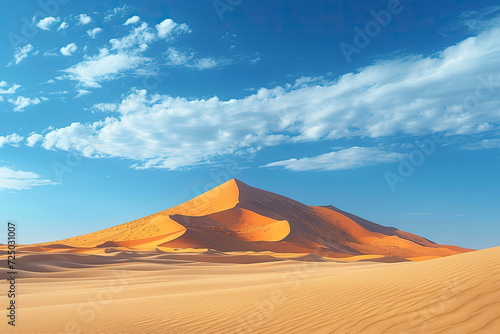 Spring sunset at the gates of the sahara desert  with the sand dunes illuminated by the golden light  africa.