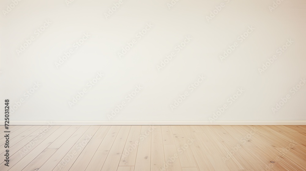 Empty Room With Wooden Floor and White Wall. Copy space