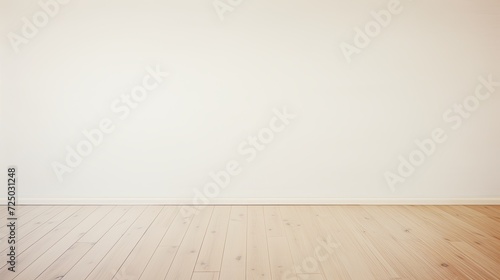 Empty Room With Wooden Floor and White Wall. Copy space