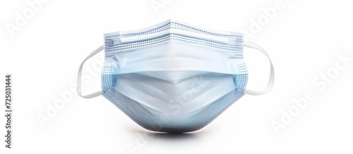 Isolated surgical mask on white background with clipping path, protection against viruses and bacteria, air pollution, and environmental concept. photo