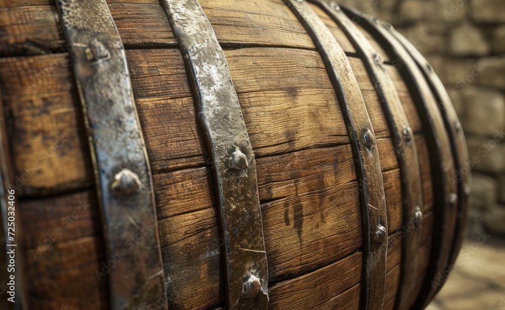 A glimpse into the winery's storage area reveals the rustic beauty of old brown oak casks nestled in the dark cellar. A glimpse into the winery's storage area reveals the rustic beauty of old brown oak casks nestled in the dark cellar.