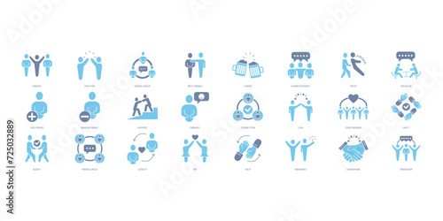 Friendship icons set. Set of editable stroke icons.Vector set of Friendship