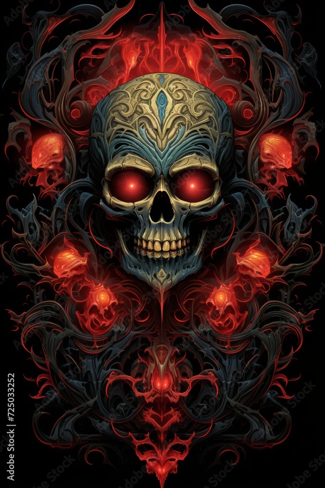 Skull Radiating Fiery Energy