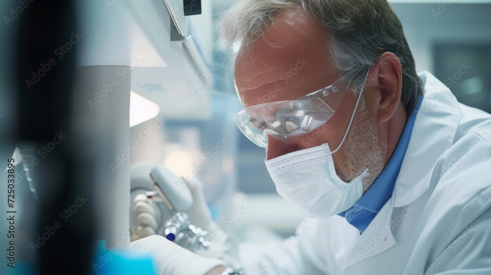 Forensic odontologist, examining dental evidence Forensic odontologist, examining dental evidence