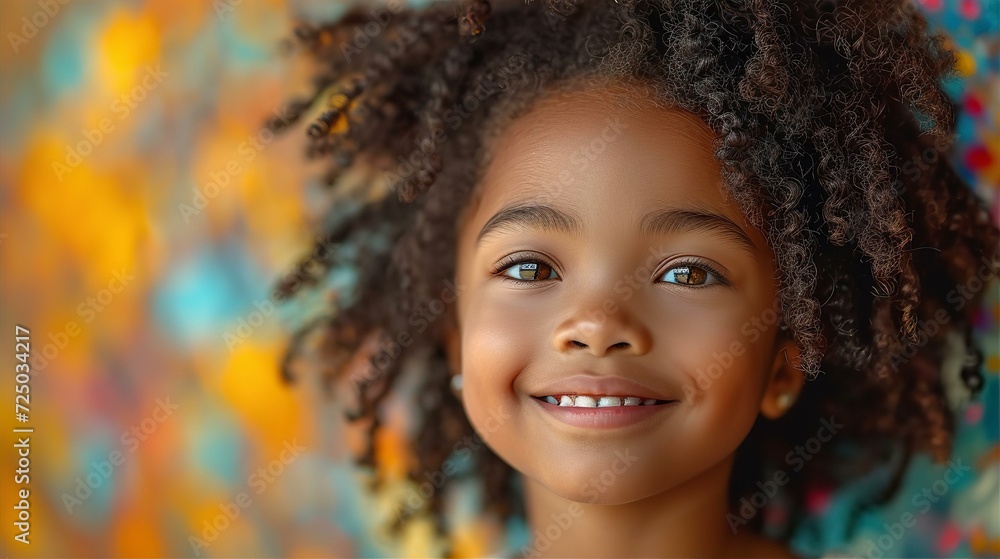 Adorable young girl portrait with African plait hair Adorable young girl portrait with African plait hair