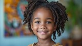 Adorable young girl portrait with African plait hair