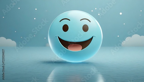 smiley face on a white background 3d simile face, Blue Monday concept. Happy emoji face on light blue background