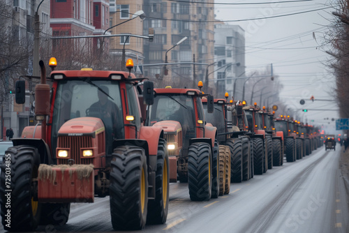 Agricultural Workers Rally Tractors Block City Streets, Protest Tax Increases and Legal Changes