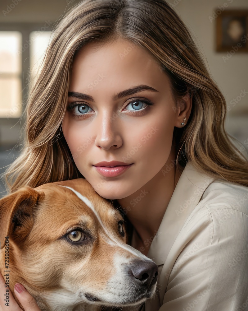 Dog Days of Bliss: Young Woman in a Carefree Bond with Her Lovely Dog Dog Days of Bliss: Young Woman in a Carefree Bond with Her Lovely Dog