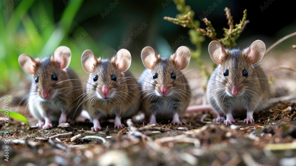 Close-up of Dumbo mice facing forward with alert expressions Close-up of Dumbo mice facing forward with alert expressions