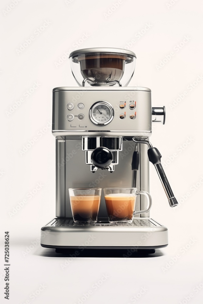 A picture of a coffee machine with two cups of freshly brewed coffee. Perfect for coffee lovers and cafes A picture of a coffee machine with two cups of freshly brewed coffee. Perfect for coffee lovers and cafes