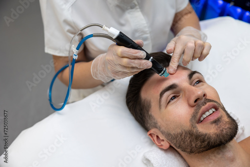 Male patient having current therapy for face