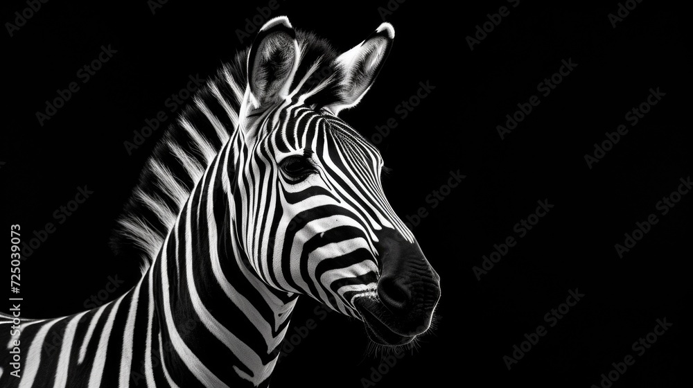 Fototapeta premium A black and white photo of a zebra. Suitable for nature, wildlife, or animal-themed designs