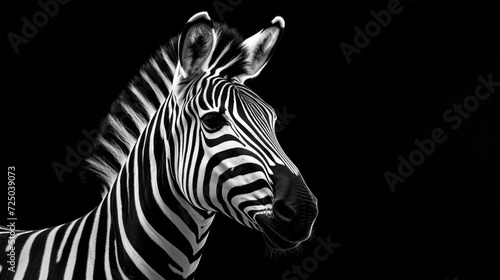 A black and white photo of a zebra. Suitable for nature  wildlife  or animal-themed designs