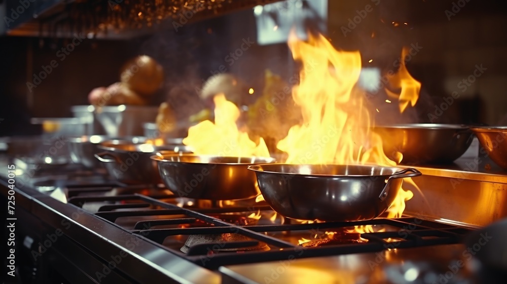 A collection of pots sitting on a stove. Perfect for illustrating cooking, kitchen utensils, and culinary concepts A collection of pots sitting on a stove. Perfect for illustrating cooking, kitchen utensils, and culinary concepts