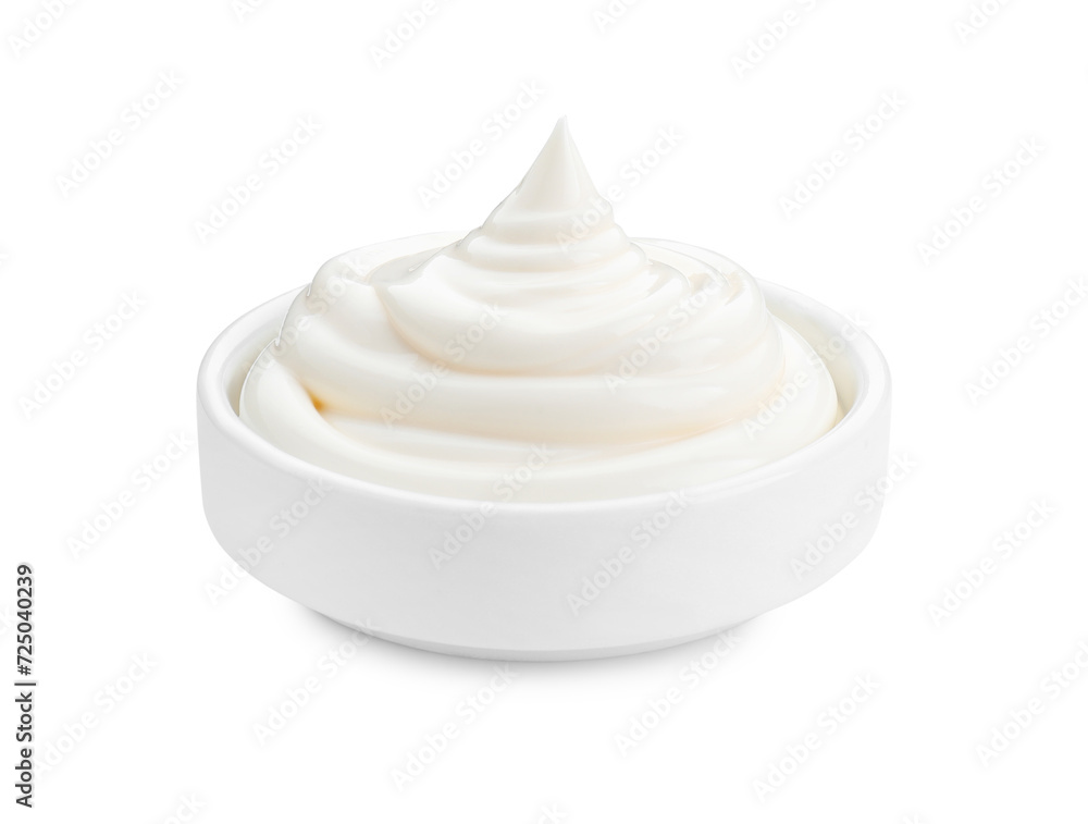 Fresh mayonnaise sauce in bowl isolated on white Fresh mayonnaise sauce in bowl isolated on white