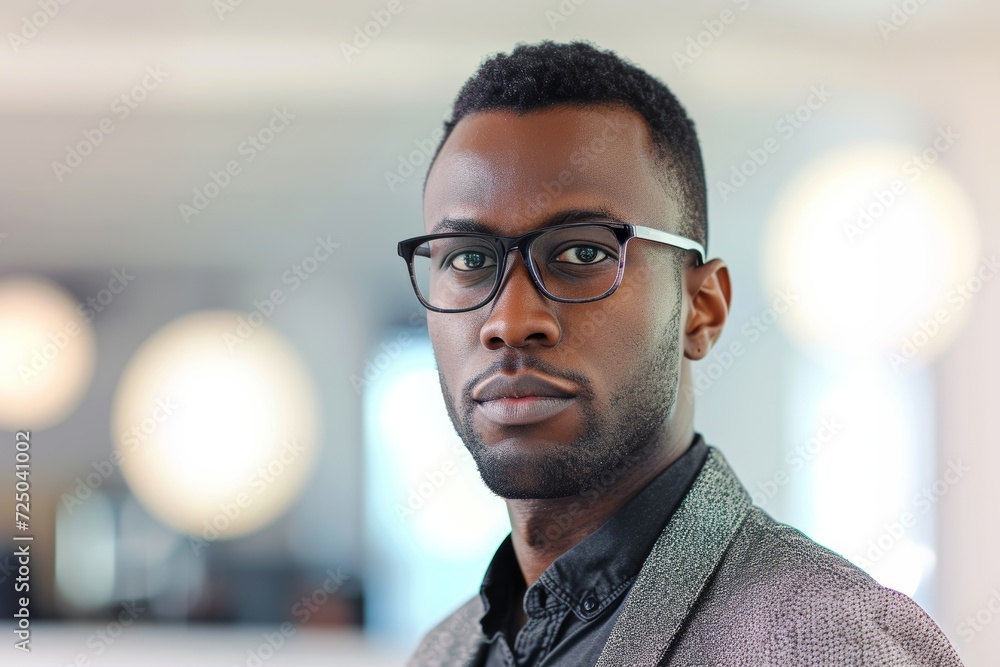 A dapper gentleman gazes thoughtfully through his stylish glasses, exuding confidence and sophistication against the backdrop of a plain wall A dapper gentleman gazes thoughtfully through his stylish glasses, exuding confidence and sophistication against the backdrop of a plain wall