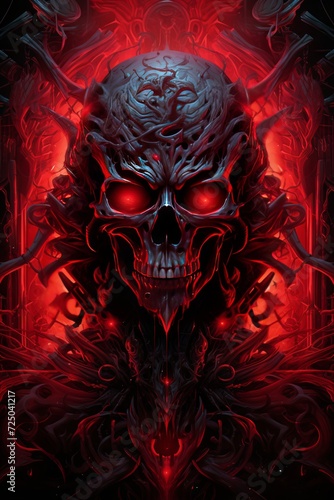 Skull Radiating Fiery Energy