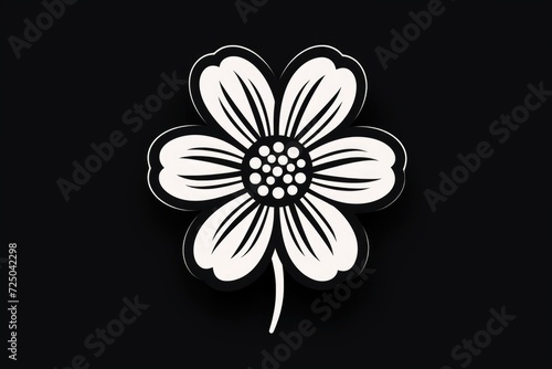 A black and white flower on a black background. This image can be used for various purposes