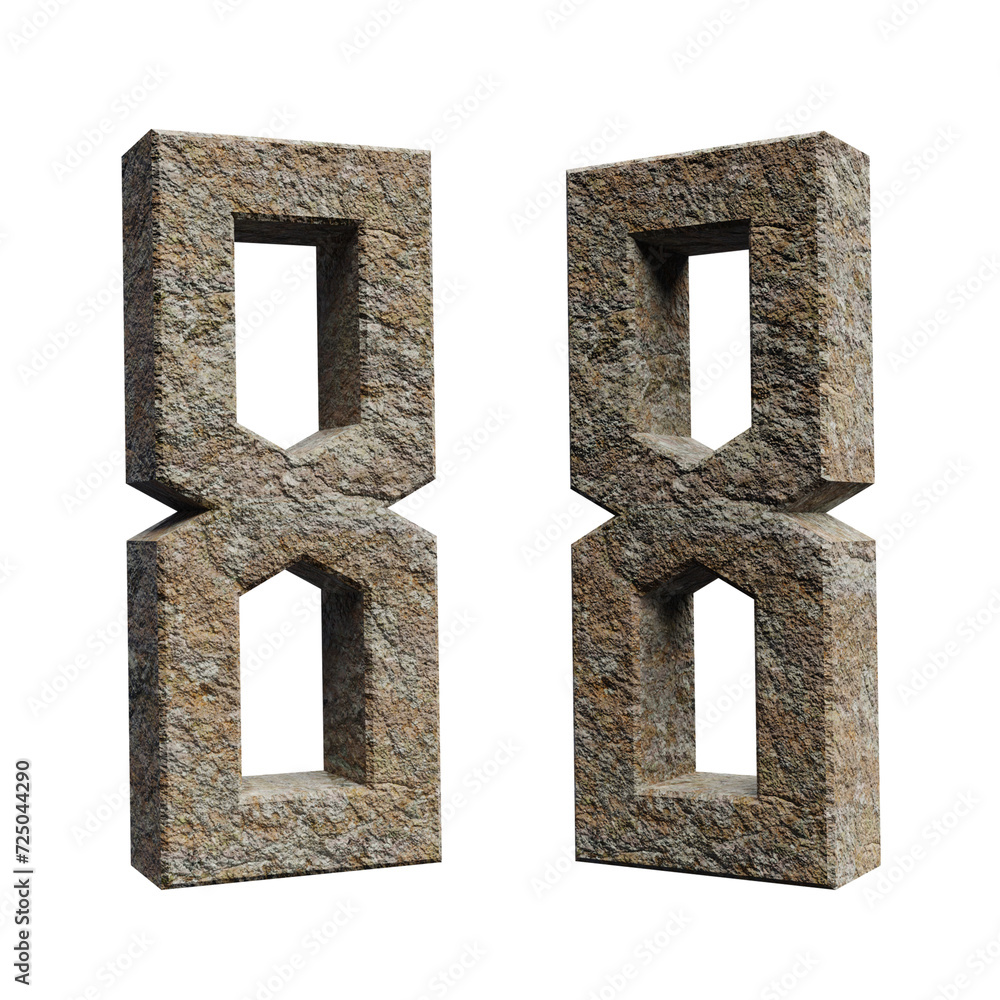Fototapeta premium number 8 3d render. Rock alphabet