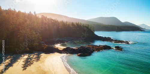 Sandy shore on Pacific Ocean West Coast. Sunrise. Vancouver Island, BC, Canada. © edb3_16