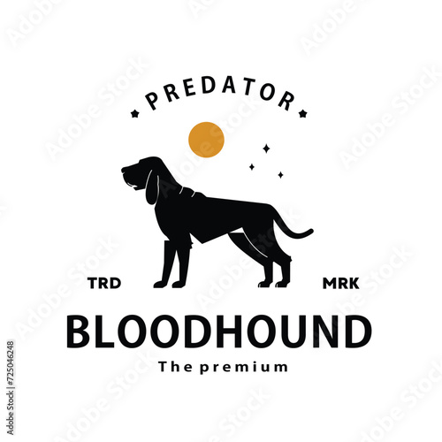vintage retro hipster bloodhound logo vector outline silhouette art icon